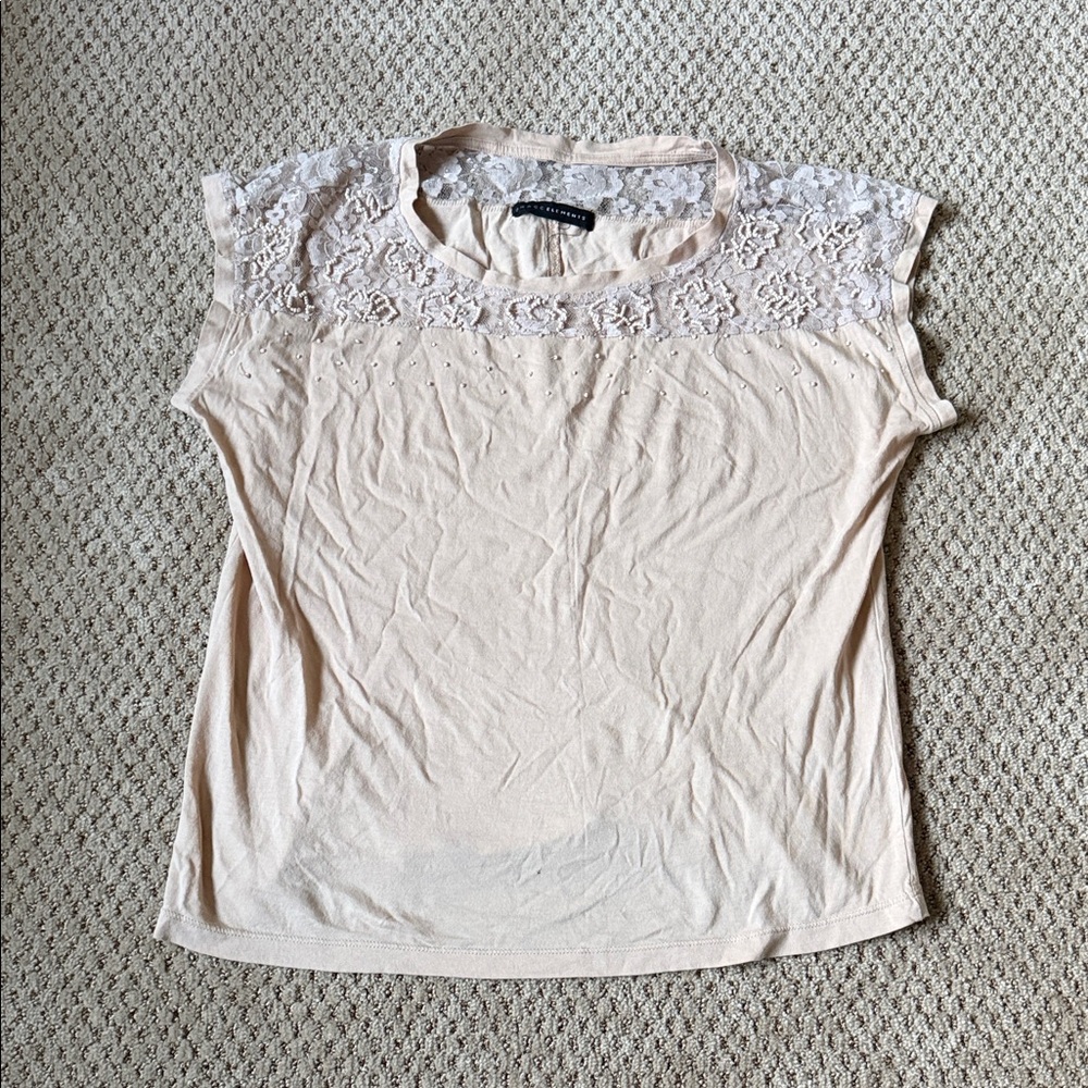 ‼️ Beige Lace Detail Top ‼️